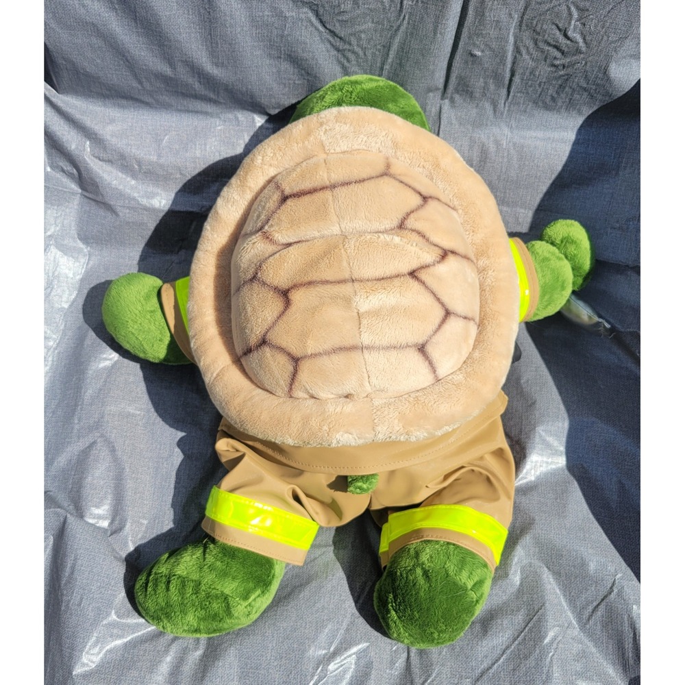 Build A Bear Trekkin Turtle Retired Plush with Firefighter Outfit Shell Backpack - Picture 2 of 6